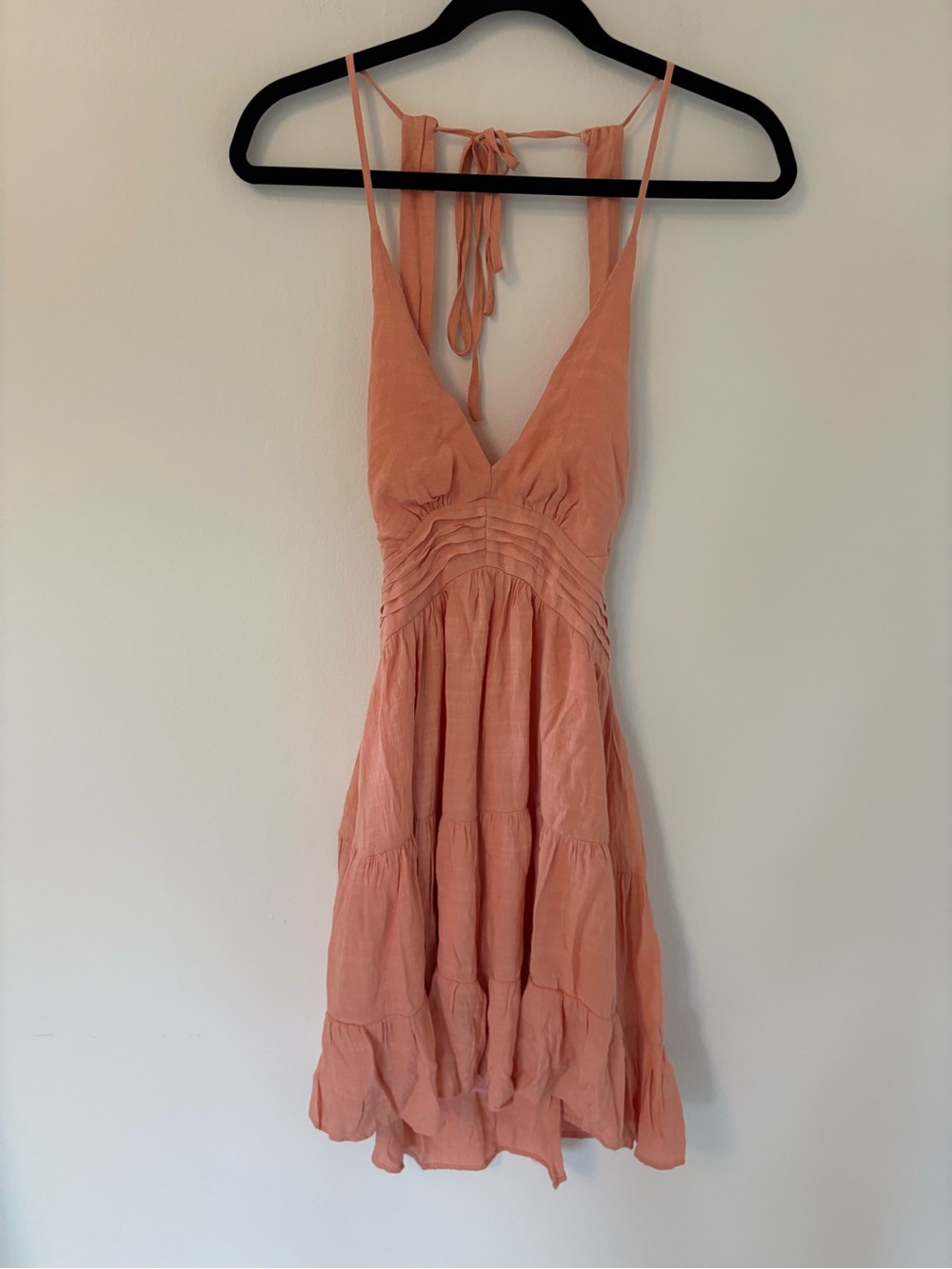 Hello Molly Peach Mini Dress - side cut out & open back